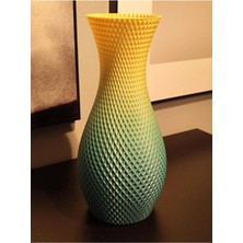 3D Baskı Modern Dokulu Dekoratif Vazo – Şık Salon Masaüstü Biblo Vazo (119X119X245 Mm)