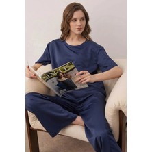 Laperissa Lacivert Mat Saten Konfor Serisi Pijama Takımı