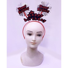 Go İthalat Happy Birthday Yazılı Püsküllü Neon Kırmızı Renk Doğum Günü Tacı 22X19 cm (3791)