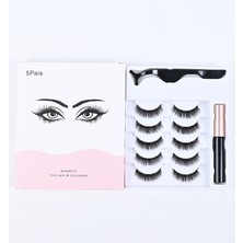 Gaman 3D Manyetik 10 Adet Takma Kirpik Seti 5 Çift Takma Kirpik + Kirpik Cımbızı ve Yapıştırıcı Hediye