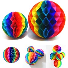 Go İthalat Gökkuşağı Renkli 30 cm Rengarenk Kağıt Süs Fener 1 Adet (3791)