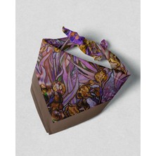 Ege Fular Şal Van Gogh Koleksiyonu Lüks Ipek Rayon Fular - 55X55 cm Italyan Dikişli Sanat Temalı Aksesuar