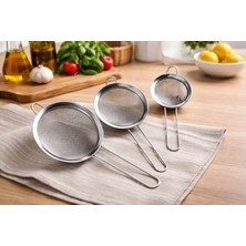 Airobazar 3’lü Paslanmaz Çelik Tel Süzgeç Seti, Mutfak, Çay, Un ve Gıda Süzme Eleği