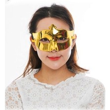 Go İthalat Altın Renk Kostüm Partisi Ekstra Parlak Balo Maskesi 15X10 cm (3791)