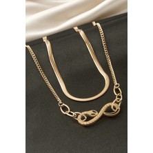 Osense Yılan Çelik Ikili Kolye