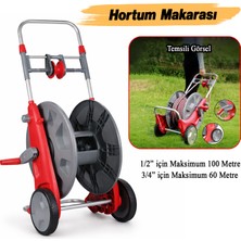 Badem10 Taşınabilir Tekerlekli Hortum Sarma Arabası Toplama Makarası 1/2" ve 3/4" Hortumlar Için Aparat