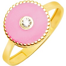 Rüya Kuyumculuk 14 Ayar Pembe Mineli Altın Yüzük