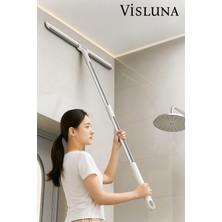 Visluna Teleskopik Uzun Saplı 110CM Cam Silme ve Yer Çekçek Süper Esnek Çekpas 50 cm Katlanabilir 180 Derece Çekpas