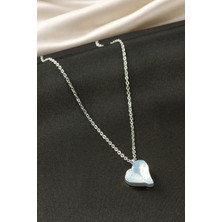 Osense Kalp Taşlı Çelik Kolye