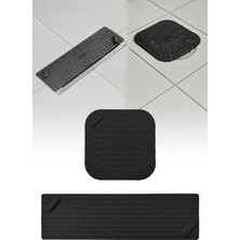 Omilife Siyah Uzun ve Siyah Kare Tasarımlı Koku Önleyici Silikon Gider Kapakları Banyo Mutfak ve Balkon Için 2li Şık ve Hijyenik Gider Seti