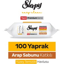 Sleepy Easy Clean Premium Arap Sabunu Katkılı Yüzey Temizlik Havlusu Mendili 100 Yaprak