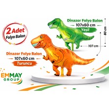 İTHAL Dinazor Folyo Balon 107X60 cm Yeşil + Dinazor Folyo Balon 107X60 cm Turuncu, **toplam 2 Adet**