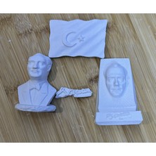 El Yapımı Atatürk Heykeli ve Türk Bayrağı Taş Boyama Seti – 6 Renk Boya & 1 Fırça – Kendin Boya Hobi Seti