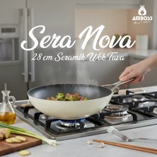 Sera Nova Yanmaz Yapışmaz Seramik Wok Tava 28 cm – Beyaz