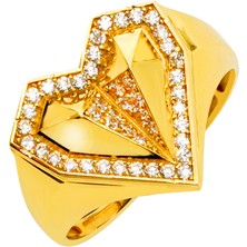 Rüya Kuyumculuk 14 Ayar Geometrik Kalp Altın Yüzük