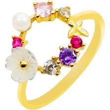 Rüya Kuyumculuk 14 Ayar Çiçekli Fantezi Altın Yüzük