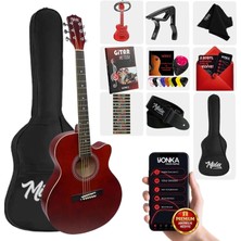 Midex XC-200RD Kaliteli Akustik Gitar Seti 40 İnç 4/4 Yetişkin Full Set