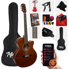Midex XC-200BRW Kaliteli Akustik Gitar Seti 40 İnç 4/4 Yetişkin Full Set