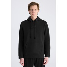 Twn Slim Fit Siyah Düz Örgü Pamuklu Sweatshirt 5ECE247020042