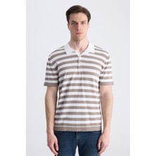 D'S Damat Ds Damat Regular Fit Vizon Çizgili Yazlık Rayon Triko T-Shirt 4HC060112010M