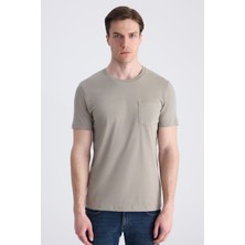 Twn Slim Fit Vizon Düz %100 Pamuklu T-Shirt 4EC1400111252