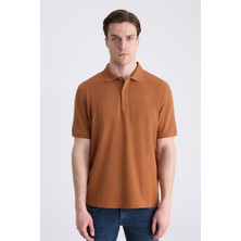 D'S Damat Ds Damat Regular Fit Tarçın Pike Dokulu %100 Pamuklu T-Shirt 4HC140211213M