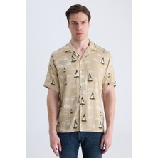 Twn Slim Fit Bej Baskılı Rayon Gömlek 2EC02SN033130