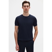 D'S Damat Ds Damat Regular Fit Lacivert Düz Yazlık Rayon Triko T-Shirt 4HC060112004M