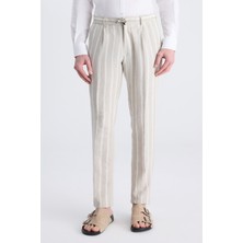 Twn Slim Fit Bej Armürlü %100 Keten Jogger Pantolon 4EC03TL133242