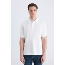 D'S Damat Ds Damat Regular Fit Beyaz Pike Dokulu %100 Pamuklu T-Shirt 4HC140211213M