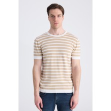 D'S Damat Ds Damat Slim Fit Bej Yazlık Rayon Triko T-Shirt 4HC0601110042