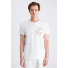Twn Slim Fit Ekru Petek Örgü %100 Pamuklu T-Shirt 4EC1438311202