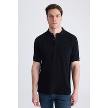 D'S Damat Ds Damat Regular Fit Siyah Pike Dokulu %100 Pamuklu T-Shirt 4HC140211213M