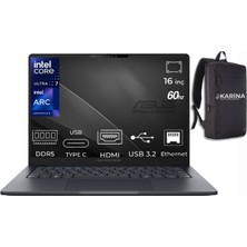 Asus Expertbook B5 Intel Core Ultra 7 255H B5605CCA-U716512B1D-K21 64GB 4tb Intel Arc Graphics Freedos 16" Wuxga (1920X1200) IPS 300NITS  Taşınabilir Dizüstü Bilgisayar & Karina Çanta