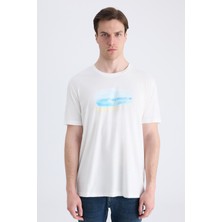 D'S Damat Ds Damat Regular Fit Ekru Düz %100 Pamuklu T-Shirt 4HC144701015M