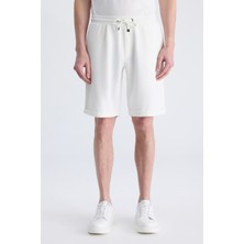 D'S Damat Ds Damat Regular Fit Ekru Armürlü Pamuklu Örme Şort 4HC1300100012