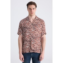 Twn Relaxed Fit Taba Baskılı Rayon Gömlek 0EC02AP14313M