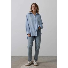 Aymood Çizgili Tek Cep Gömlek - Bebe Mavisi