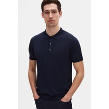 D'S Damat Ds Damat Slim Fit Lacivert Düz Örgü Yazlık Rayon Triko T-Shirt 4HF069421001M