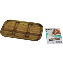 Go İthalat Akasya Dikdörtgen 3 Bölmeli=2+1  Ahşap Servis Sunum Tepsi - Tahtası  25 x 14 x 1.4cm (3791)