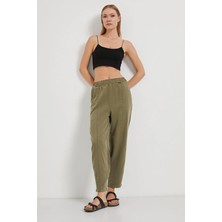 Tena Kadın Haki (5456) Önü Dikişli Balon Kesim Tencel Pantolon
