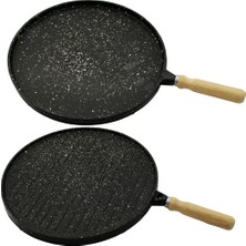 Go İthalat Çift Taraflı Döküm Granit Bazlama - Gözleme Tavası 36CM (3791)