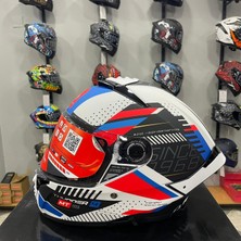 mt Helmets -Thunder 4 Sv Luminence A7 Mat Beyaz/kırmızı/mavi Kapalı Kask