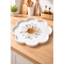 Zucci Home Akdeniz Esintisi Dekoratif Papatya Sunum Tepsisi | Daisy  | Premium Servis Tepsisi - 36X36 cm