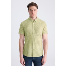 Twn Slim Fit Bej Baskılı Easy Iron Gömlek 4EC02AD042802