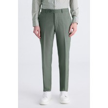 D'S Damat Ds Damat Slim Fit Yeşil Armürlü Kumaş Pantolon 2HF03KV303200