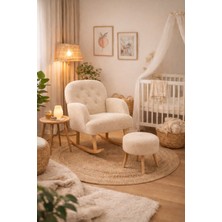 Argedemo Verona Sallanan Koltuk Ahşap Ayaklı Wellsoft Kumaş Berjer -Emzirme Koltuğu Puf Hediyeli