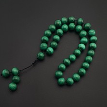Seven Art Jewelry Orijinal Doğal Taş Tesbih, 8mm Malahit (Malakit) Taşı 33'lü Tesbih, Erkek Hediye, El Yapımı Tesbih