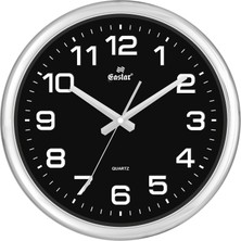 Eastar A966B Metalize Kaplamalı 3D Kabartma Rakamlı Duvar Saati (36 Cm)