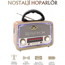 Seyutech Bluetooth Nostaljik Hoparlör Tft Aux USB Girişli Ses Bombası Taşınabilir Şarjlı Radyo Speaker